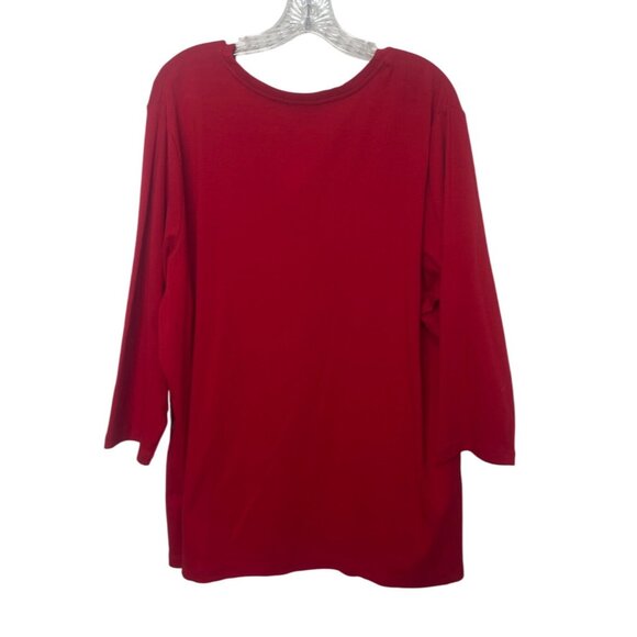 St. Johns Bay Essential Tee Tshirt Womens 3X Red Vneck Long Sleeve - Picture 2 of 7